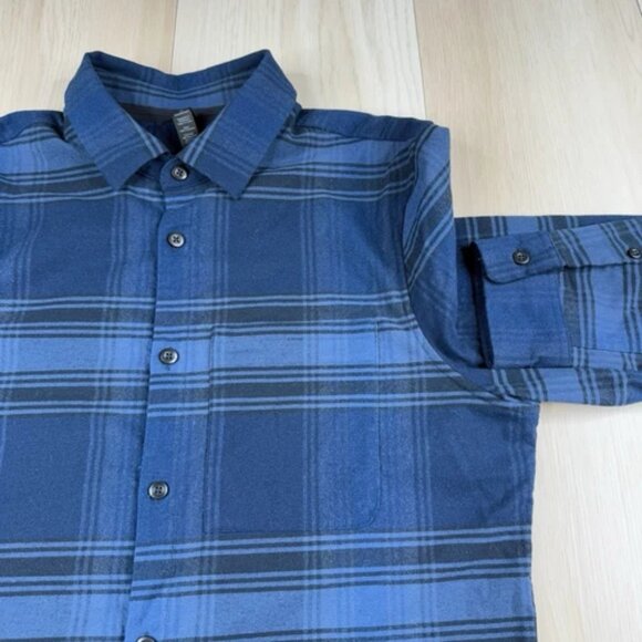Lululemon Masons Peak Flannel Shirt Mens S Small Blue Long Sleeve Button Up - Picture 4 of 11